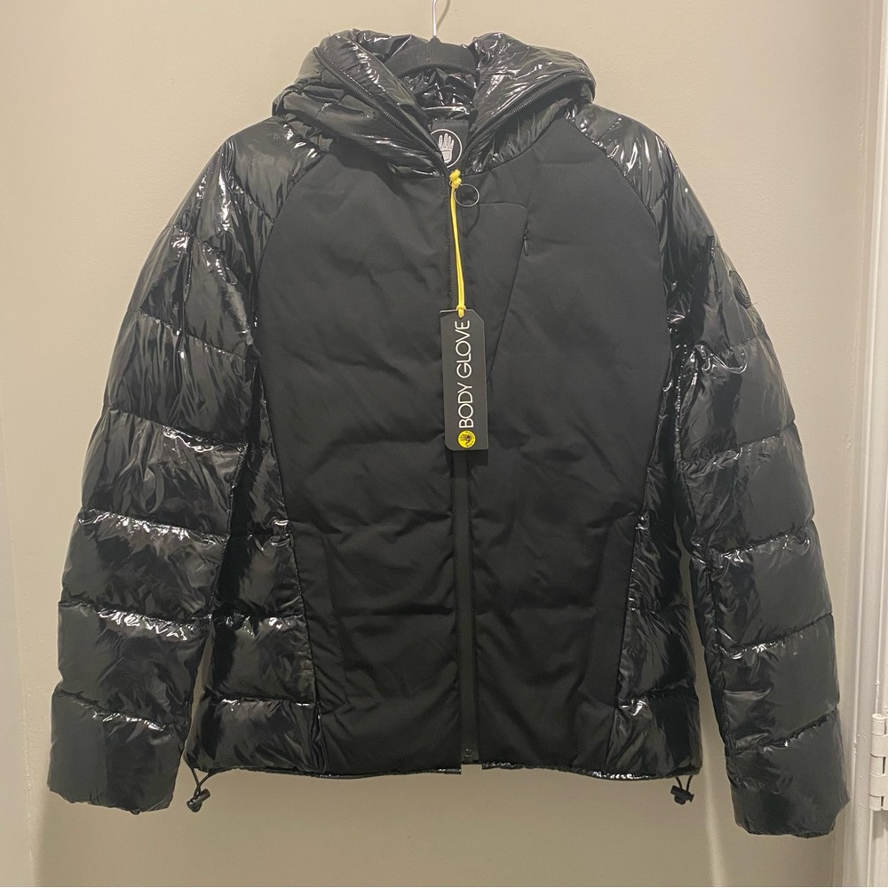 Body Glove Hooded Puffer Bubble Coat Parka Black Woman’s Size M NWT Warm Winter